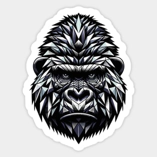 Abstract Geometric Gorilla - Black and White Design Sticker